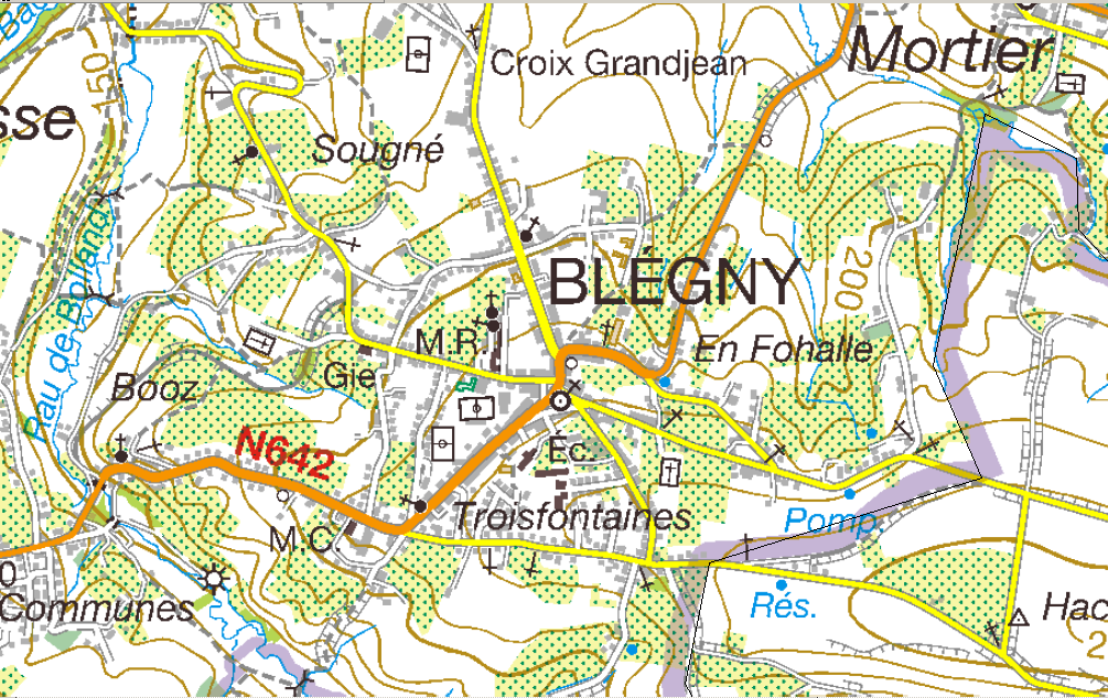 Carte Etat Major Blegny Sougne vers 2003